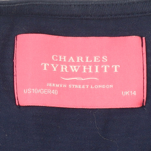 Charles Tyrwhitt Women Blue Wrap Viscose Long Sleeve Blouse UK14