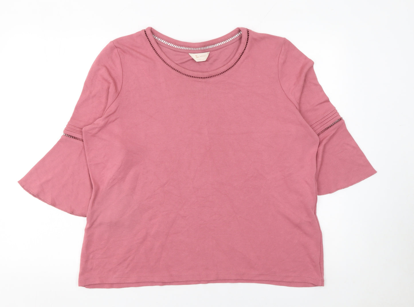 Tu Women’s Pink 3/4 Flared Sleeve Jersey T-Shirt Size 18