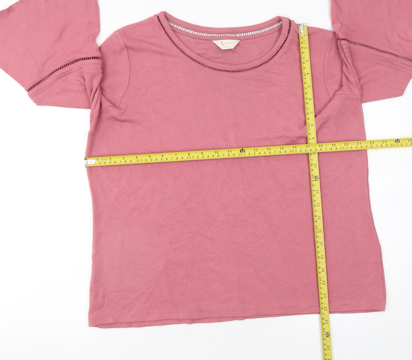 Tu Women’s Pink 3/4 Flared Sleeve Jersey T-Shirt Size 18