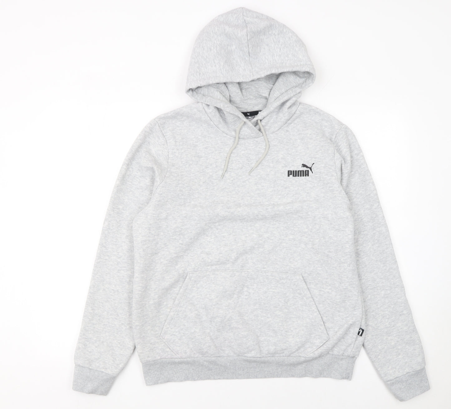 Puma Men's Grey Pullover Hoodie Size L Logo Sweatshirt