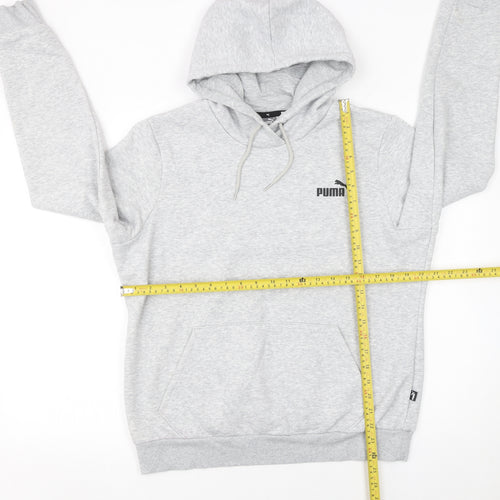 Puma Men's Grey Pullover Hoodie Size L Logo Sweatshirt