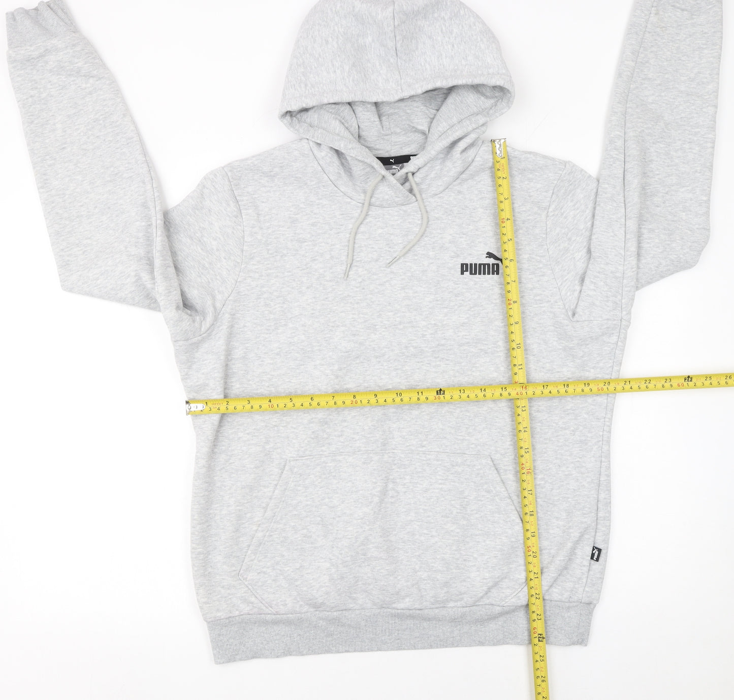 Puma Men's Grey Pullover Hoodie Size L Logo Sweatshirt