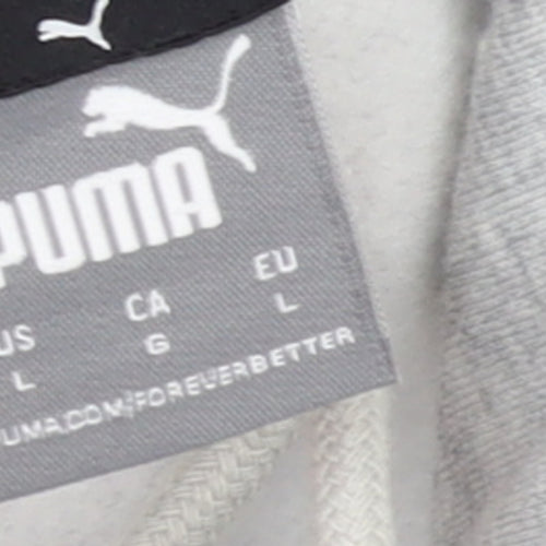 Puma Men's Grey Pullover Hoodie Size L Logo Sweatshirt
