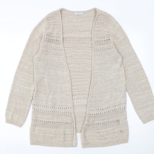 Bella di Notte Women’s Beige Open-Knit Long Sleeve Cardigan Size 10