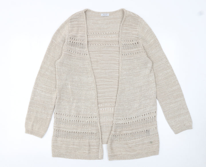 Bella di Notte Women’s Beige Open-Knit Long Sleeve Cardigan Size 10