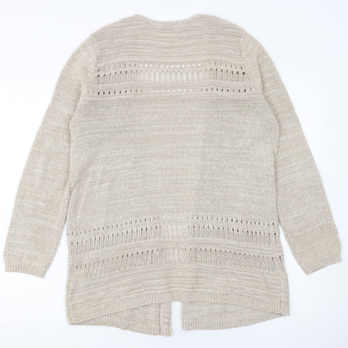 Bella di Notte Women’s Beige Open-Knit Long Sleeve Cardigan Size 10