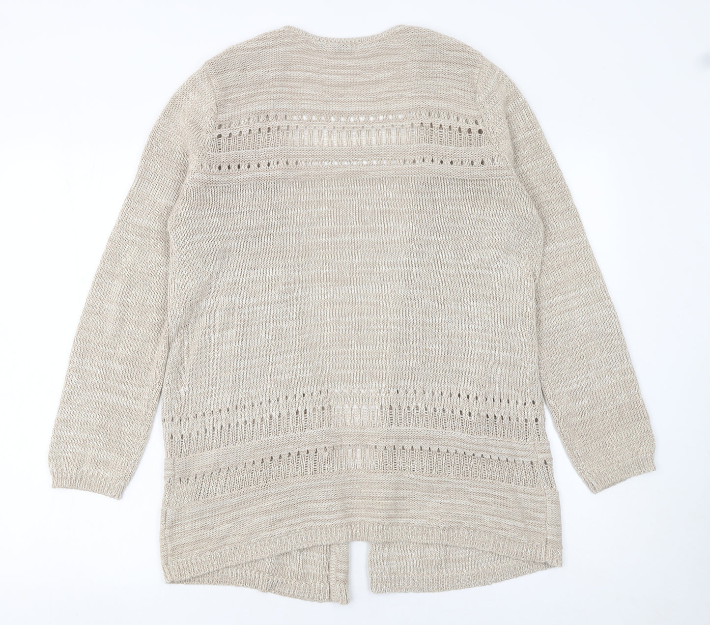 Bella di Notte Women’s Beige Open-Knit Long Sleeve Cardigan Size 10