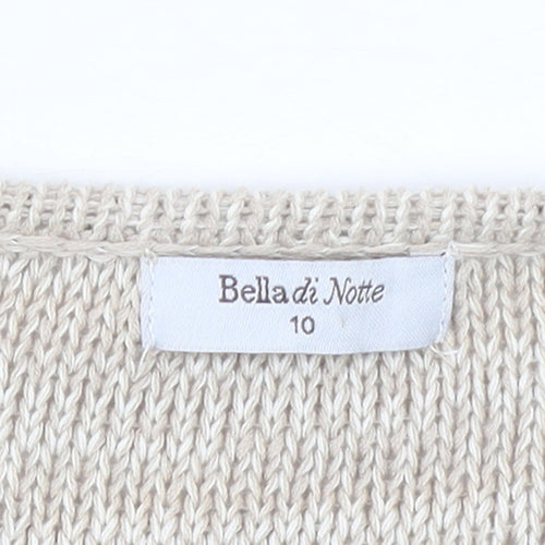 Bella di Notte Women’s Beige Open-Knit Long Sleeve Cardigan Size 10