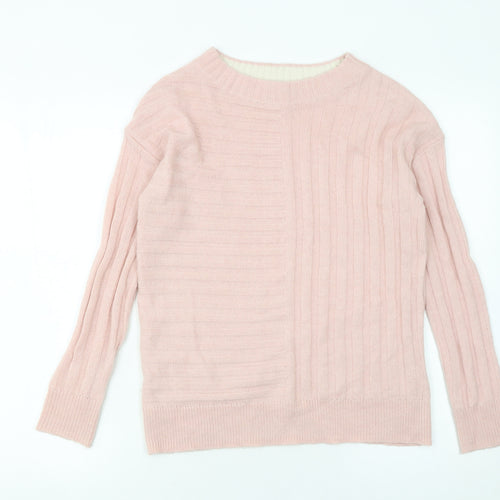 Marks and Spencer Women's Pink Ribbed Knit Pullover Jumper XS