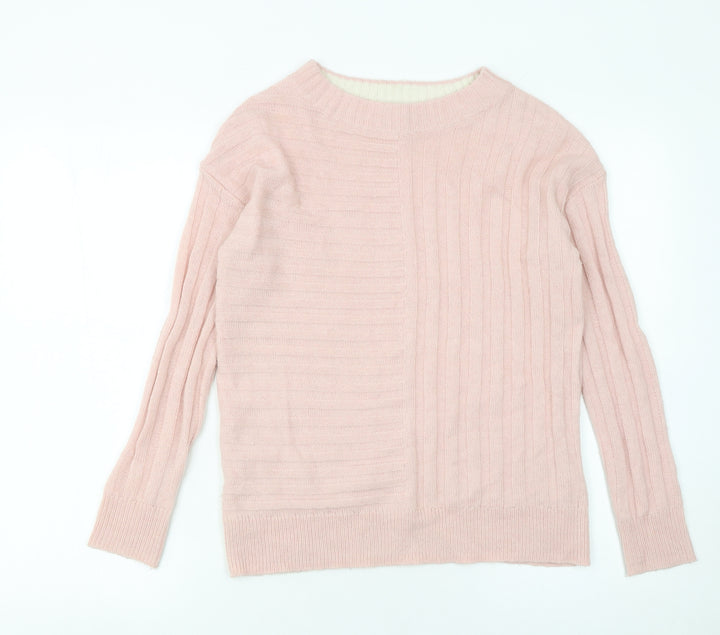 Marks and Spencer Women's Pink Ribbed Knit Pullover Jumper XS