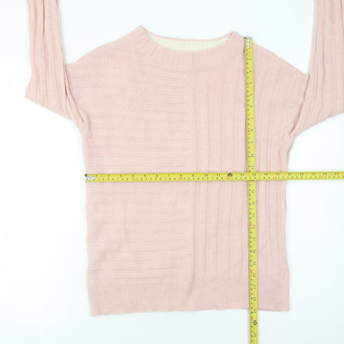 Marks and Spencer Women's Pink Ribbed Knit Pullover Jumper XS