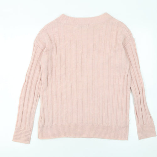 Marks and Spencer Women's Pink Ribbed Knit Pullover Jumper XS