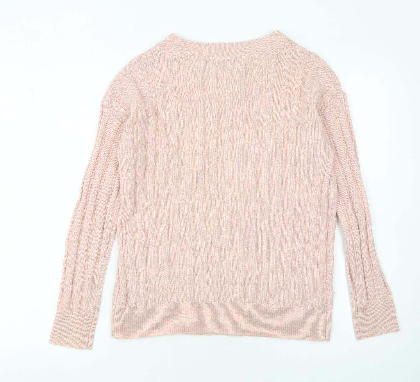 Marks and Spencer Women's Pink Ribbed Knit Pullover Jumper XS