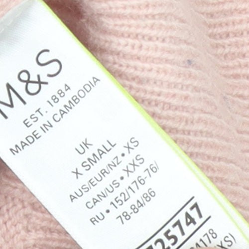 Marks and Spencer Women's Pink Ribbed Knit Pullover Jumper XS