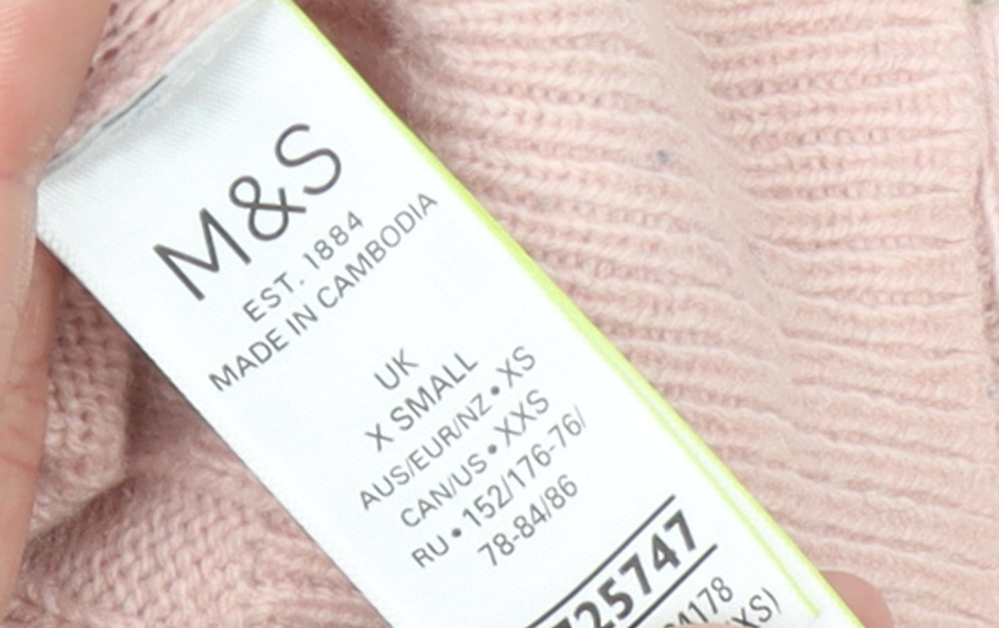 Marks and Spencer Women's Pink Ribbed Knit Pullover Jumper XS