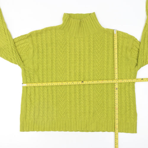Marks and Spencer Womens Green Cable Knit High Neck Jumper M