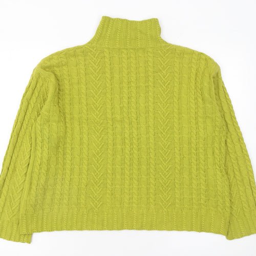 Marks and Spencer Womens Green Cable Knit High Neck Jumper M