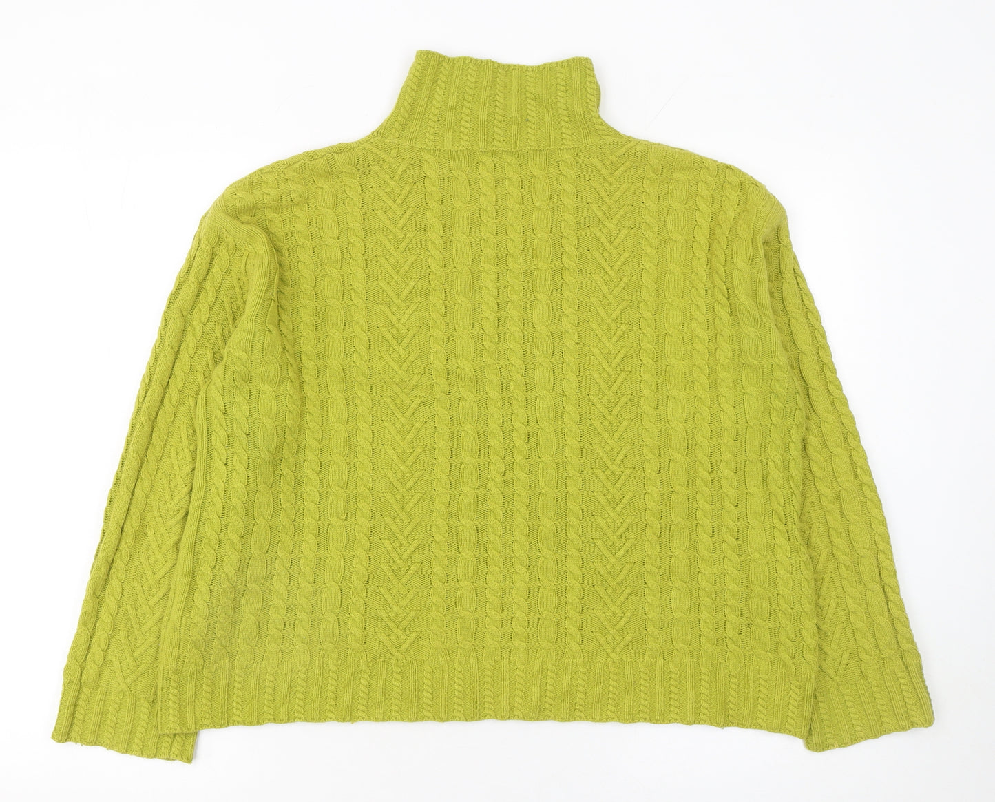 Marks and Spencer Womens Green Cable Knit High Neck Jumper M