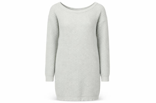Front view of Missguided Women’s Grey Knit Jumper Dress, size UK 10-12