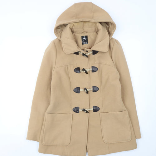 Atmosphere Women's Beige Hooded Duffle Coat Size 14 Classic Winter Style