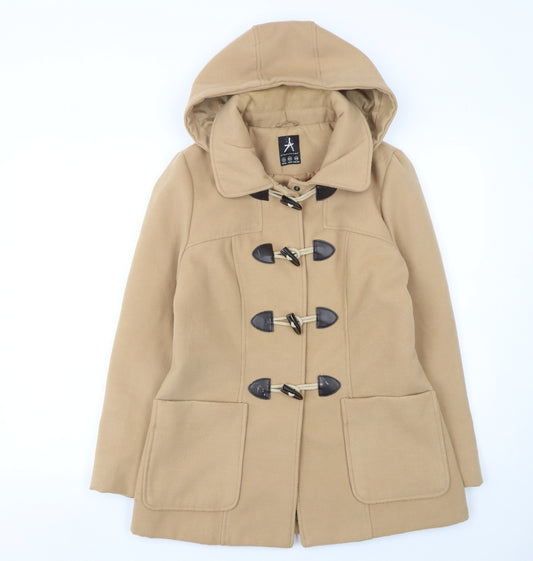 Atmosphere Women's Beige Hooded Duffle Coat Size 14 Classic Winter Style
