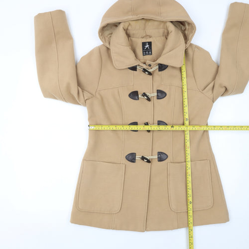 Atmosphere Women's Beige Hooded Duffle Coat Size 14 Classic Winter Style