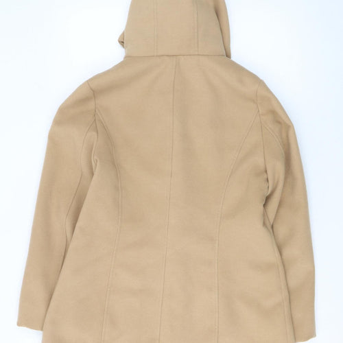 Atmosphere Women's Beige Hooded Duffle Coat Size 14 Classic Winter Style