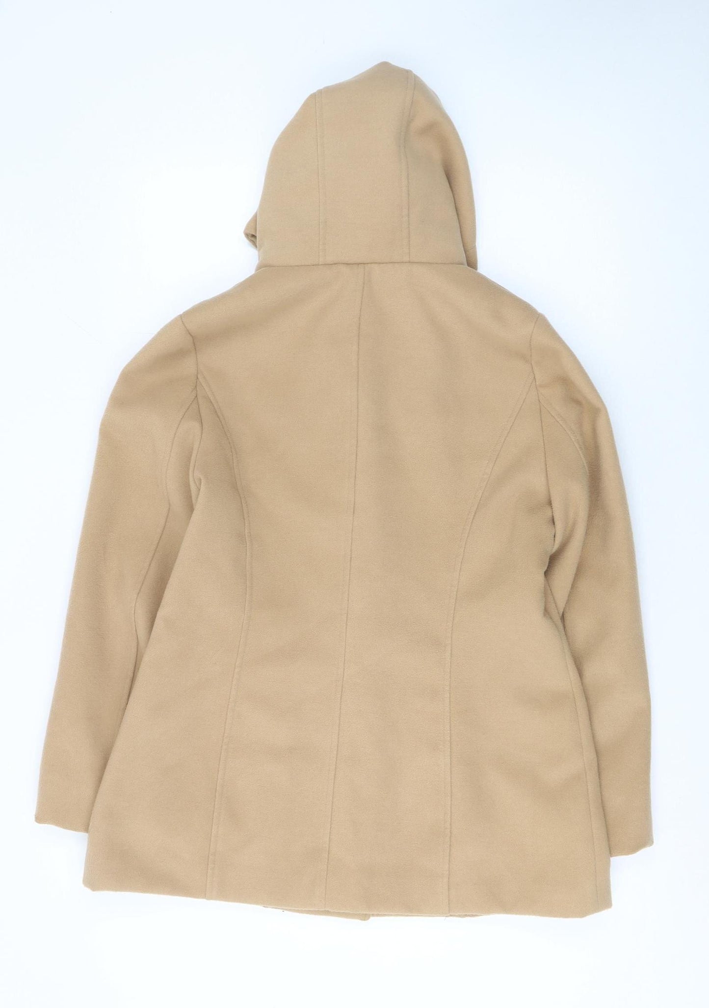 Atmosphere Women's Beige Hooded Duffle Coat Size 14 Classic Winter Style
