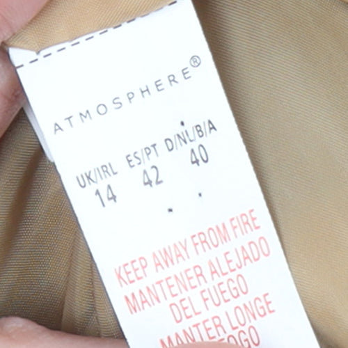 Atmosphere Women's Beige Hooded Duffle Coat Size 14 Classic Winter Style