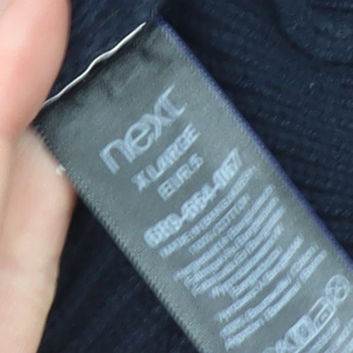 Next Men's Blue XL Henley High Neck Cotton Jumper