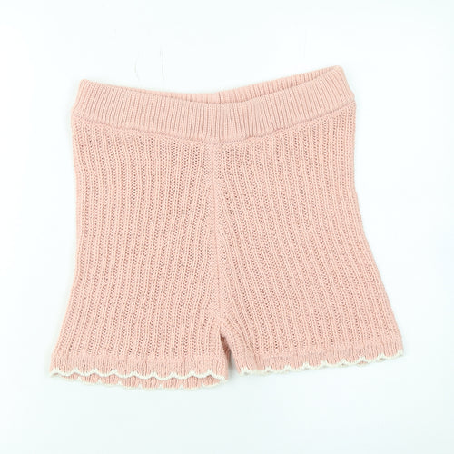 ASOS DESIGN Women’s Pink Knit Scalloped Shorts Size M 12-14