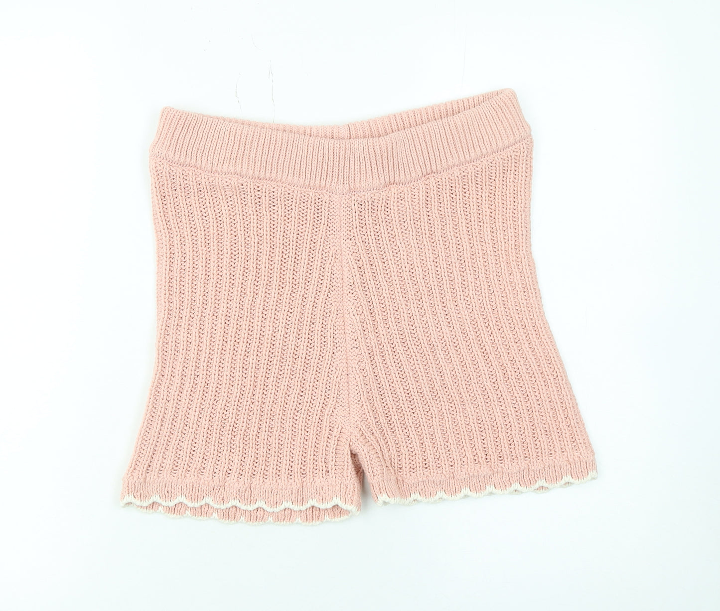 ASOS DESIGN Women’s Pink Knit Scalloped Shorts Size M 12-14