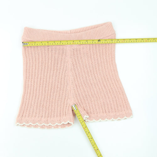 ASOS DESIGN Women’s Pink Knit Scalloped Shorts Size M 12-14
