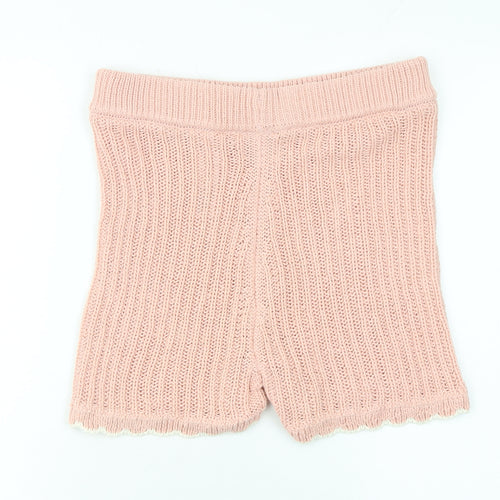 ASOS DESIGN Women’s Pink Knit Scalloped Shorts Size M 12-14