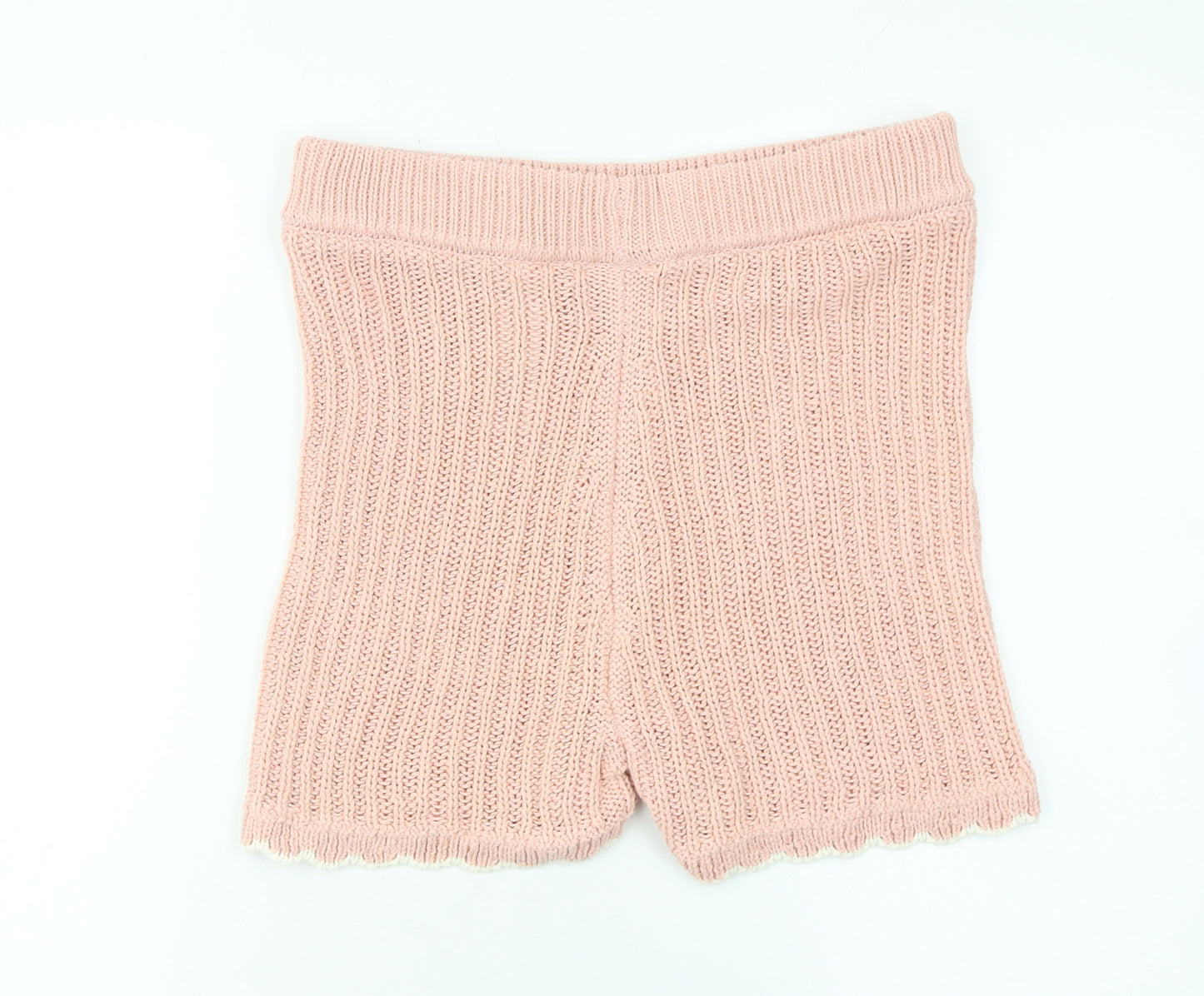 ASOS DESIGN Women’s Pink Knit Scalloped Shorts Size M 12-14
