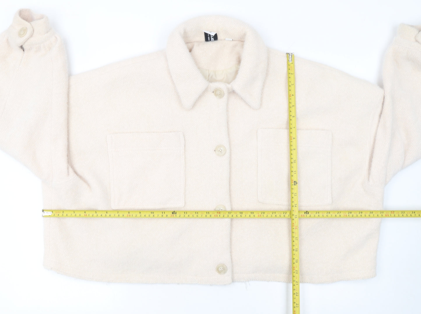 Collusion Womens Beige Cropped Button Jacket Size 18 Regular