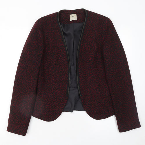 Tu Women’s Red & Black Tweed Open Blazer Jacket Size 10