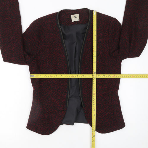 Tu Women’s Red & Black Tweed Open Blazer Jacket Size 10