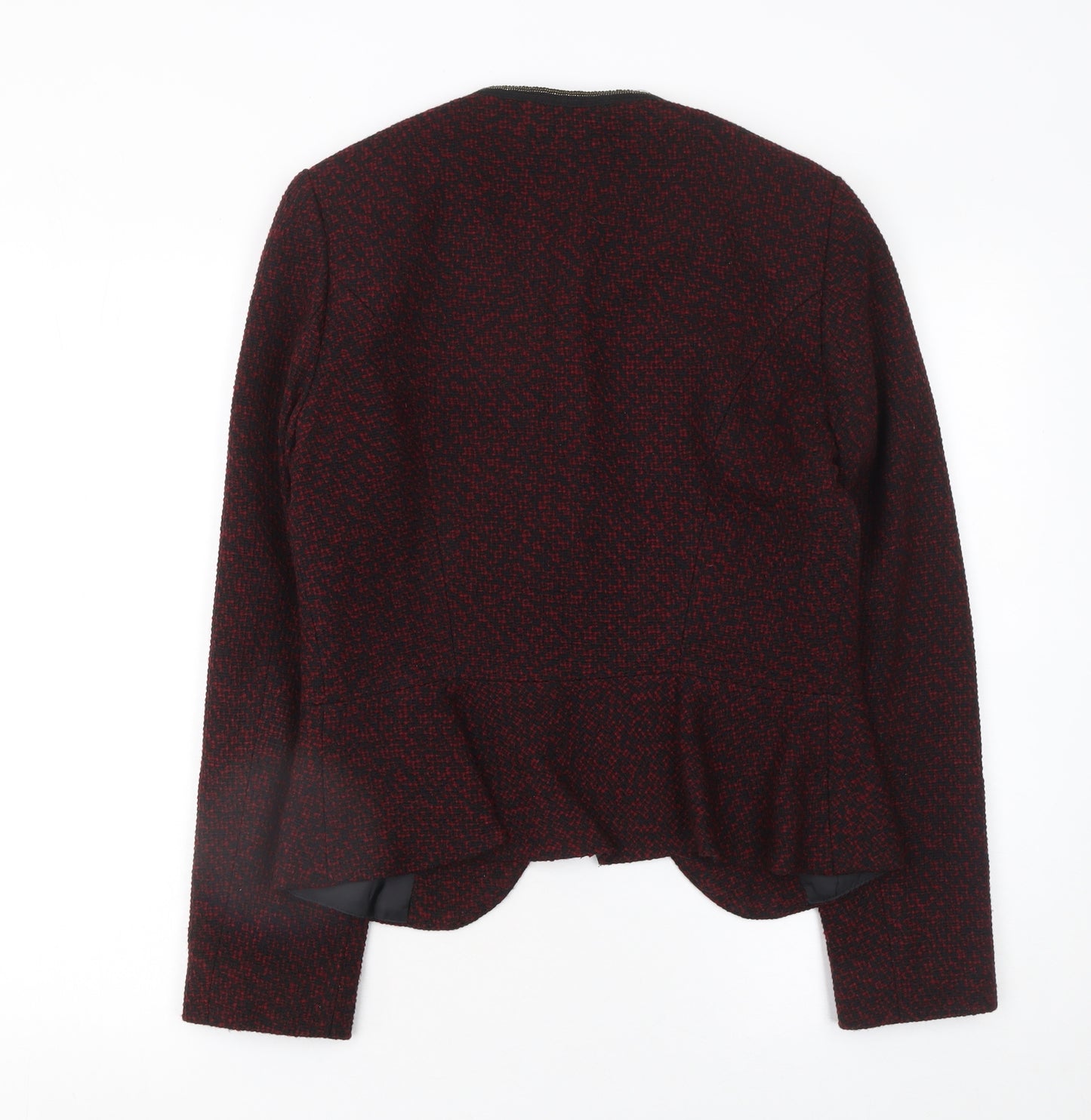 Tu Women’s Red & Black Tweed Open Blazer Jacket Size 10