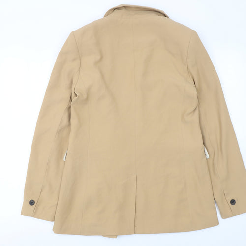 Topshop Women Beige Double-Breasted Blazer UK 10 Polyester Jacket