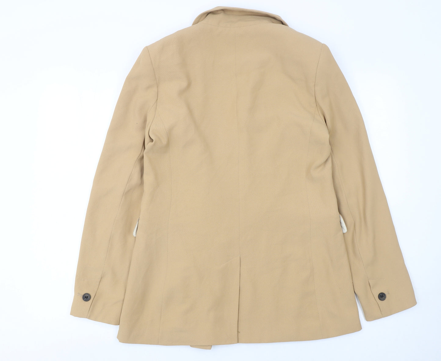 Topshop Women Beige Double-Breasted Blazer UK 10 Polyester Jacket