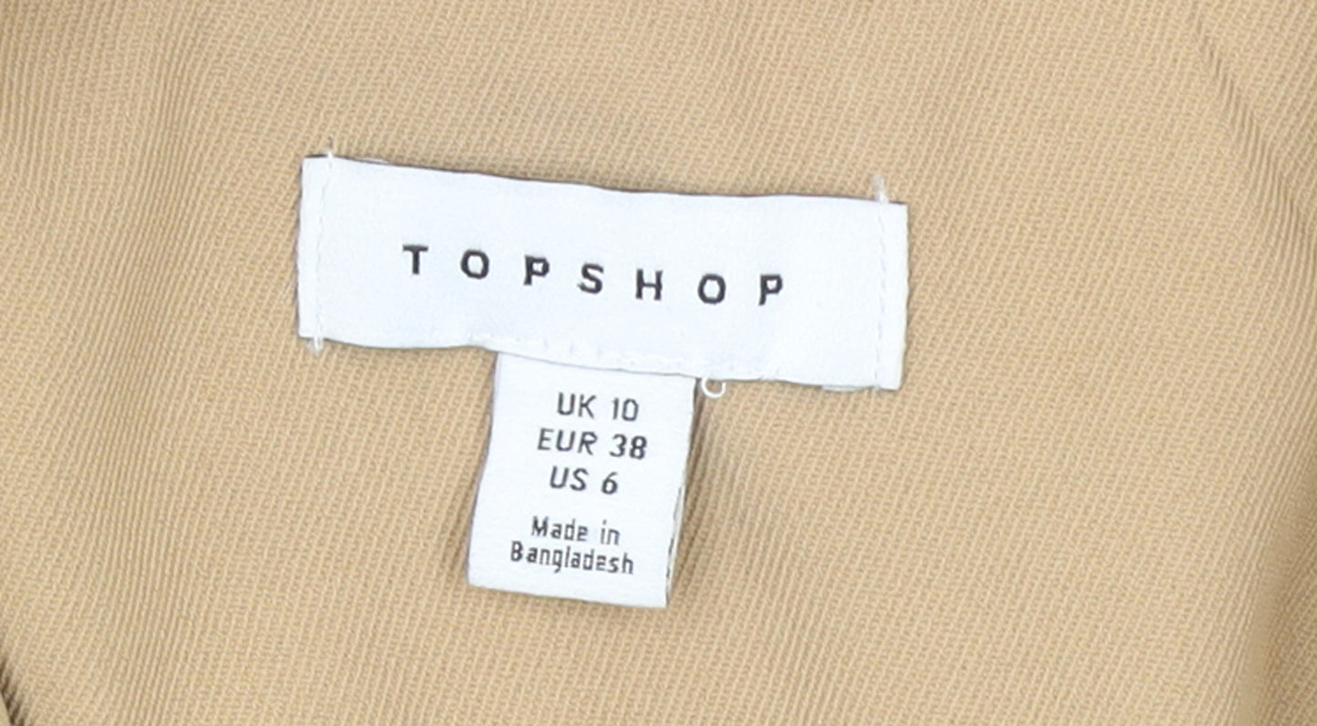 Topshop Women Beige Double-Breasted Blazer UK 10 Polyester Jacket