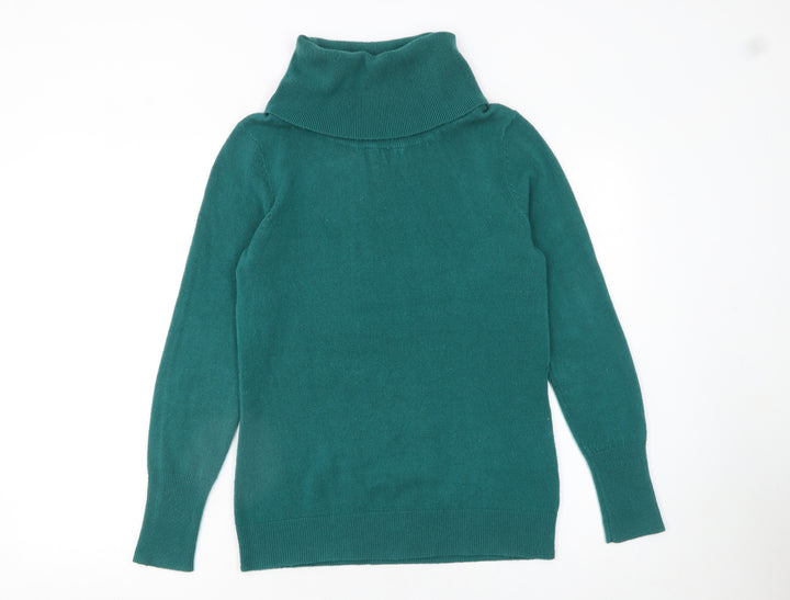 M&Co Women’s Green Roll Neck Long Sleeve Knit Jumper Size 14