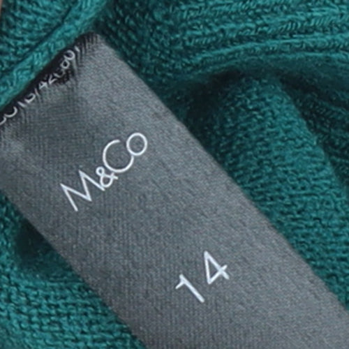 M&Co Women’s Green Roll Neck Long Sleeve Knit Jumper Size 14