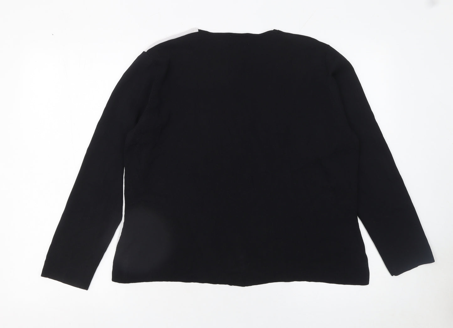 Roman Originals Women Black White Beaded Long Sleeve Pullover Jumper L