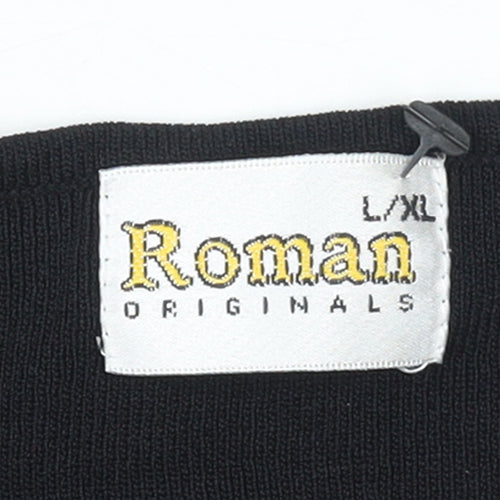 Roman Originals Women Black White Beaded Long Sleeve Pullover Jumper L
