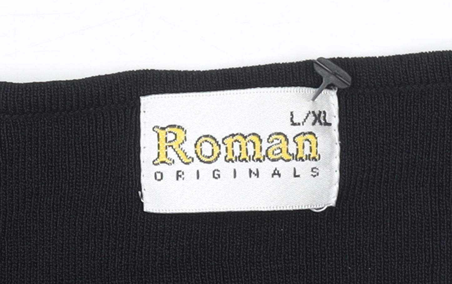 Roman Originals Women Black White Beaded Long Sleeve Pullover Jumper L