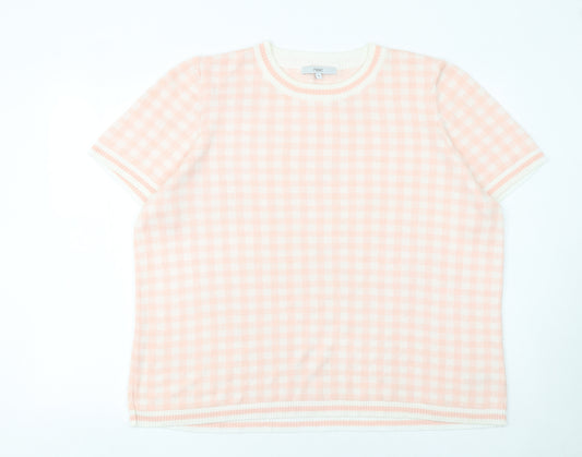 Next Women’s Pink Check Knit Short Sleeve Acrylic Jumper XL