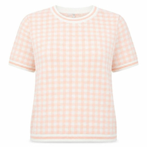 Next Women’s Pink Check Knit Short Sleeve Acrylic Jumper XL