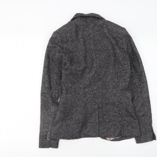H&M Women's Grey Single-Breasted Blazer Size 6 Tailored Wool Blend